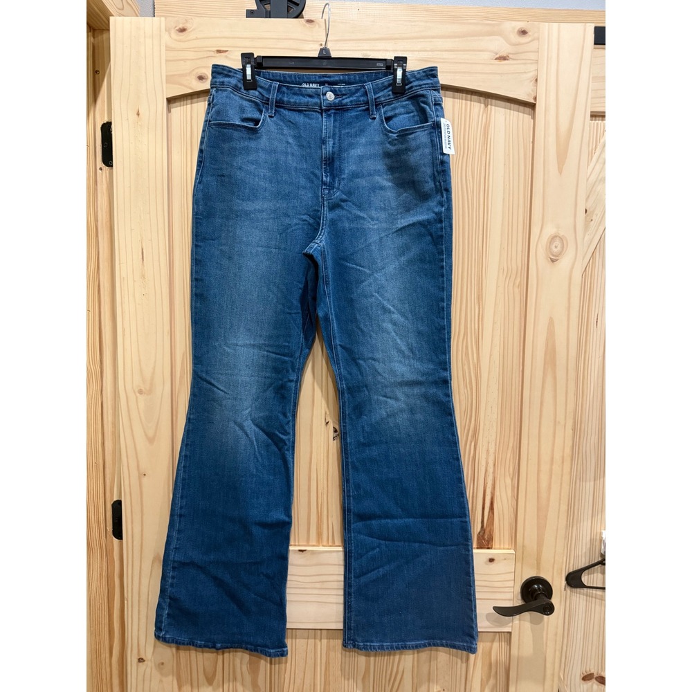 Old Navy Wow Flare Jeans Womens 12‎ Tall High Rise Medium Wash Denim 487332-00-1
